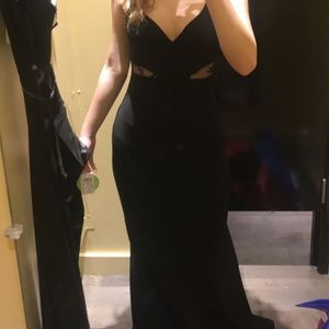 Black mesh cutout prom dress